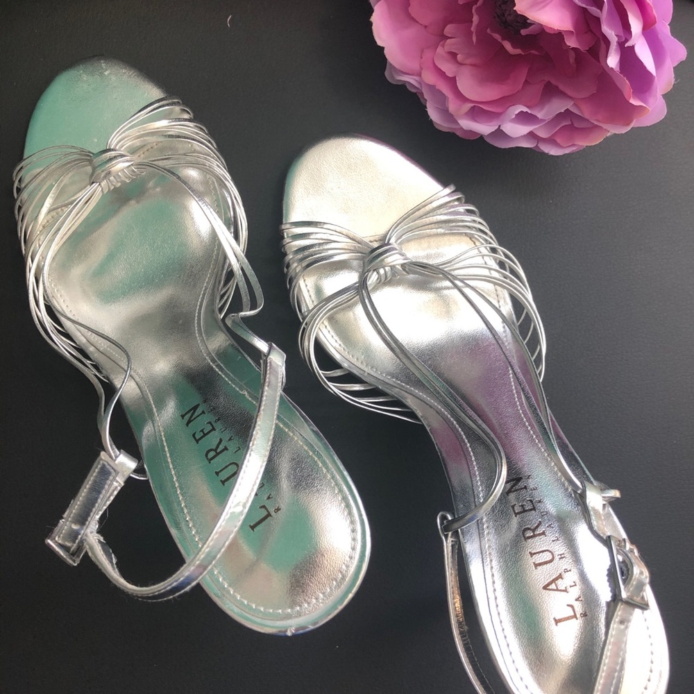 Ralph Lauren silver slingback heels